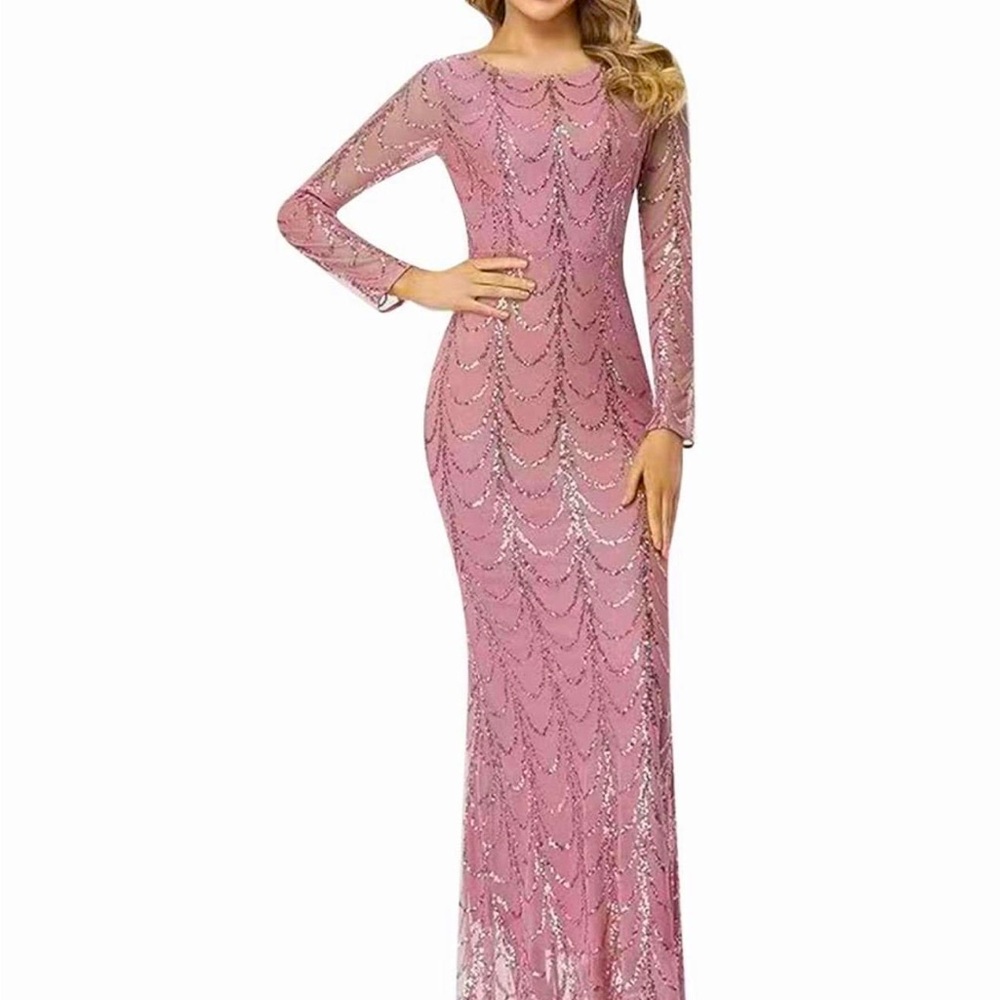 Ashley Stewart Pink Long Sleeve Dress